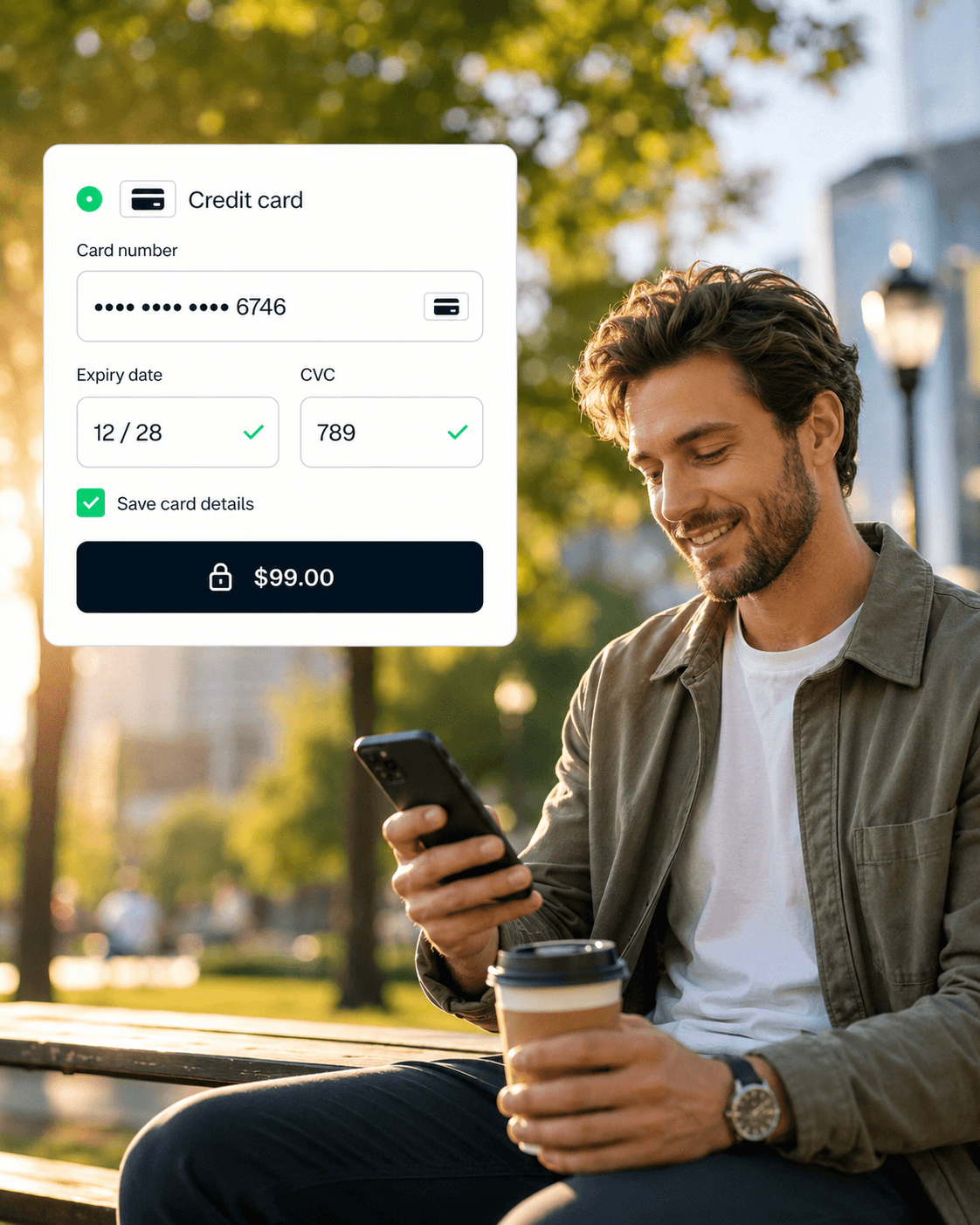 Customer completing an online card payment