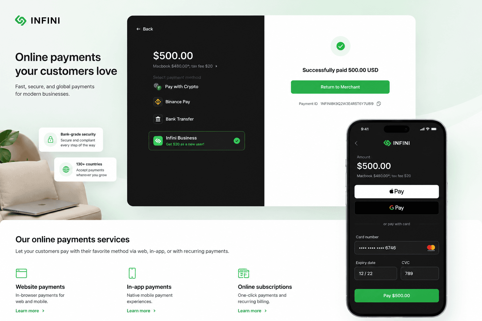 Infini online payment services