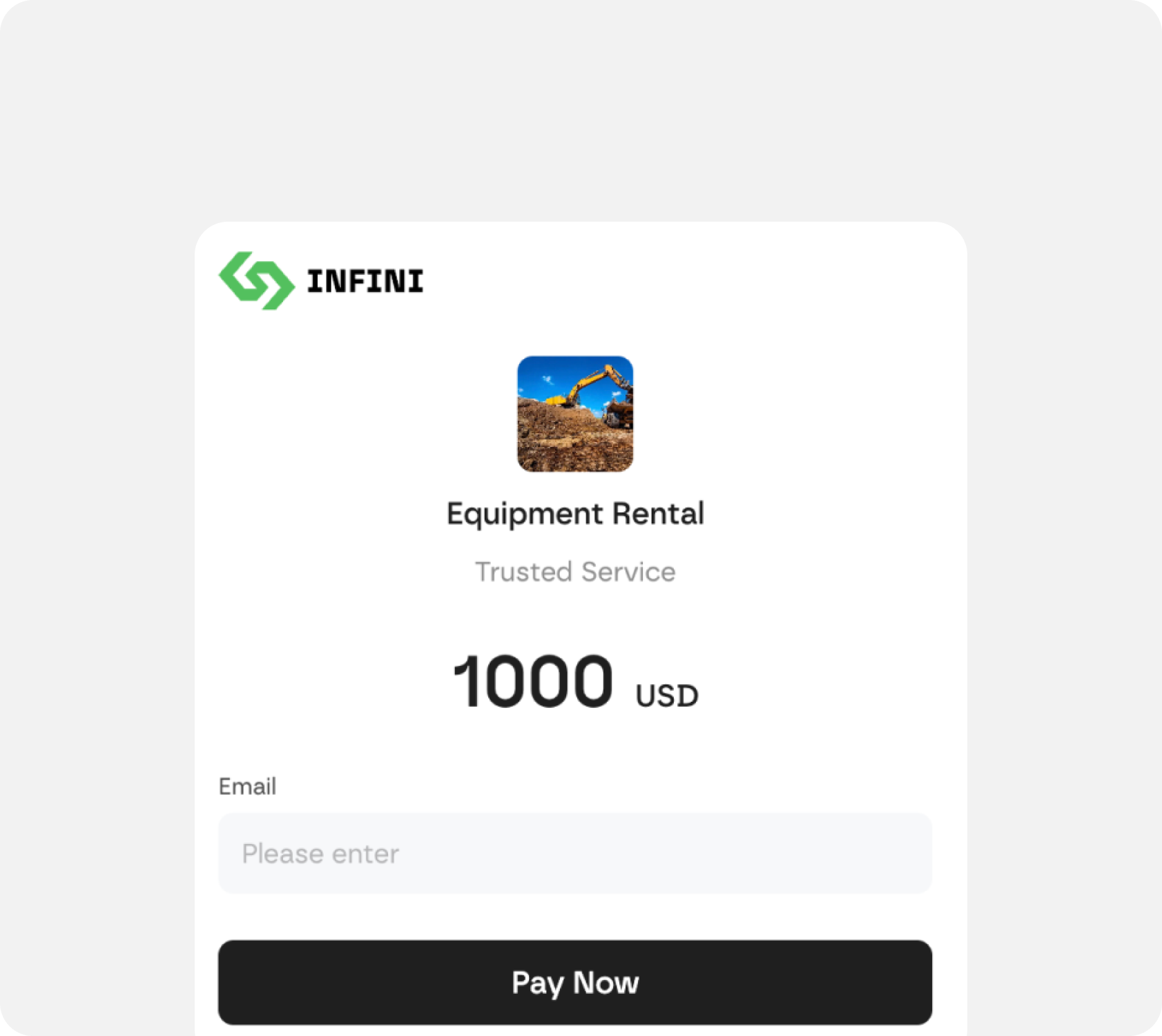 Preview of the Infini checkout screen