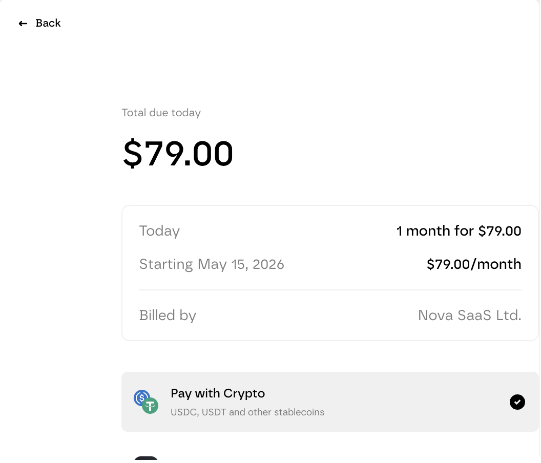 Screenshot: SaaS subscription checkout