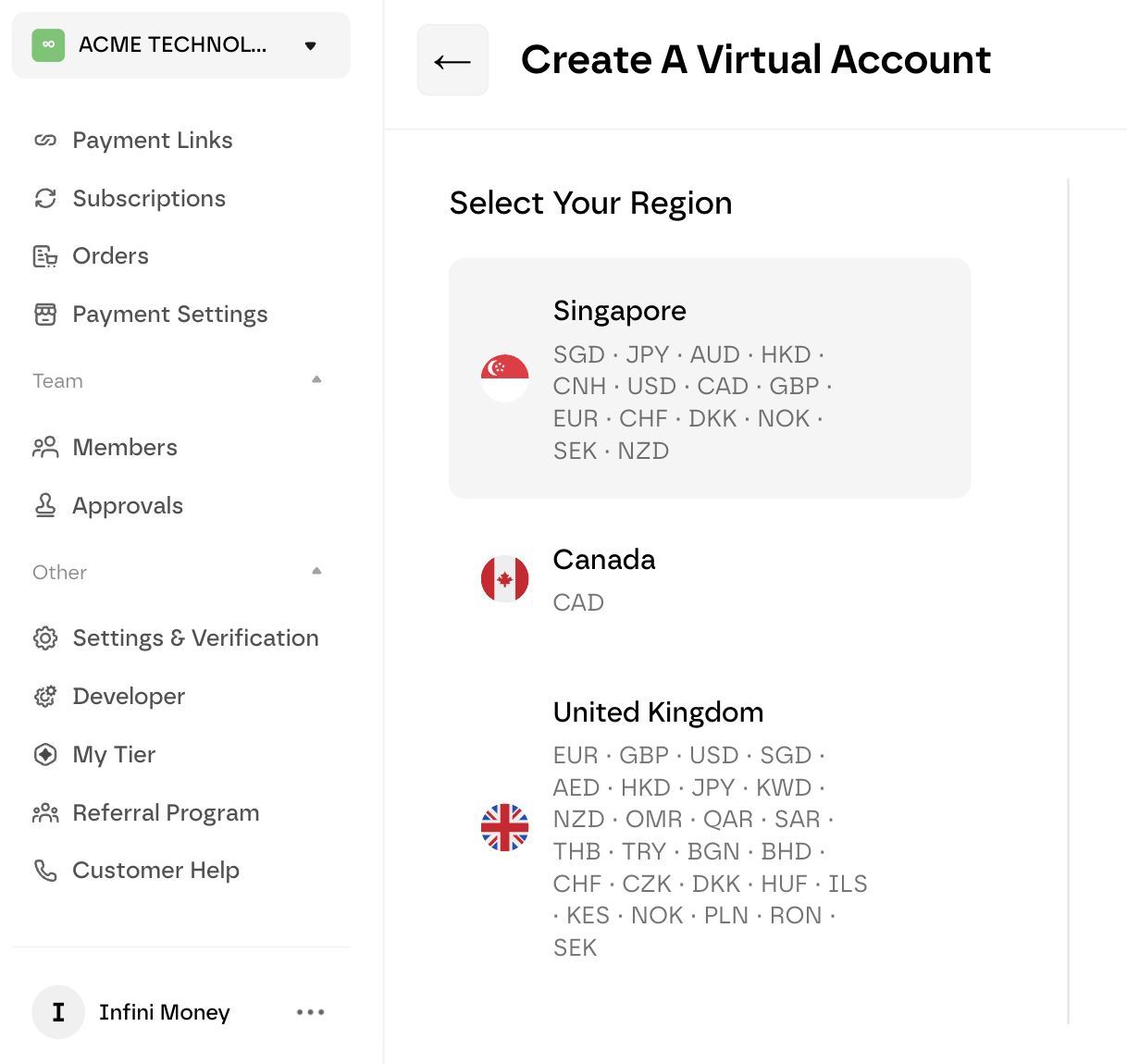 Screenshot: Global Accounts dashboard