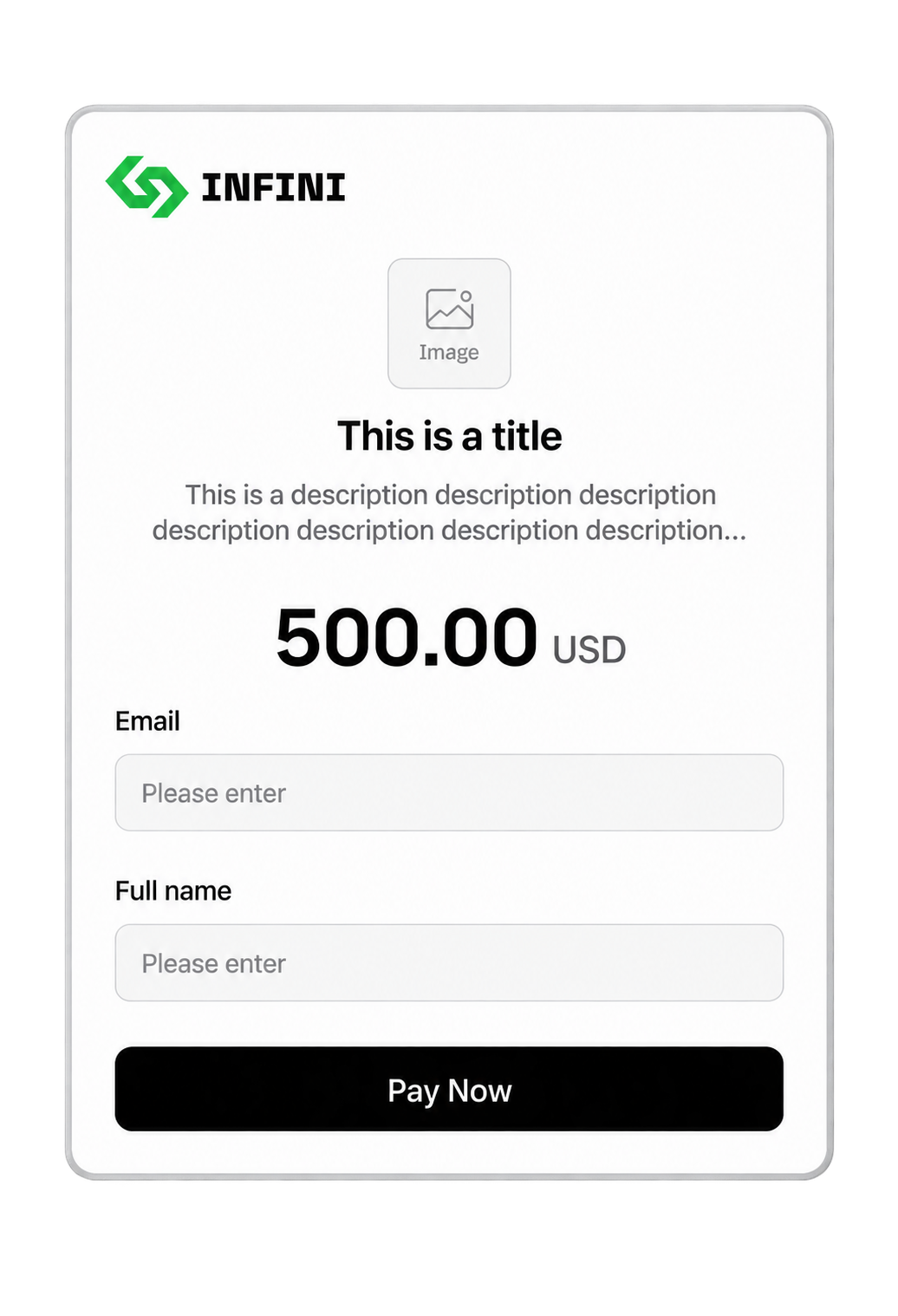 Infini payment page